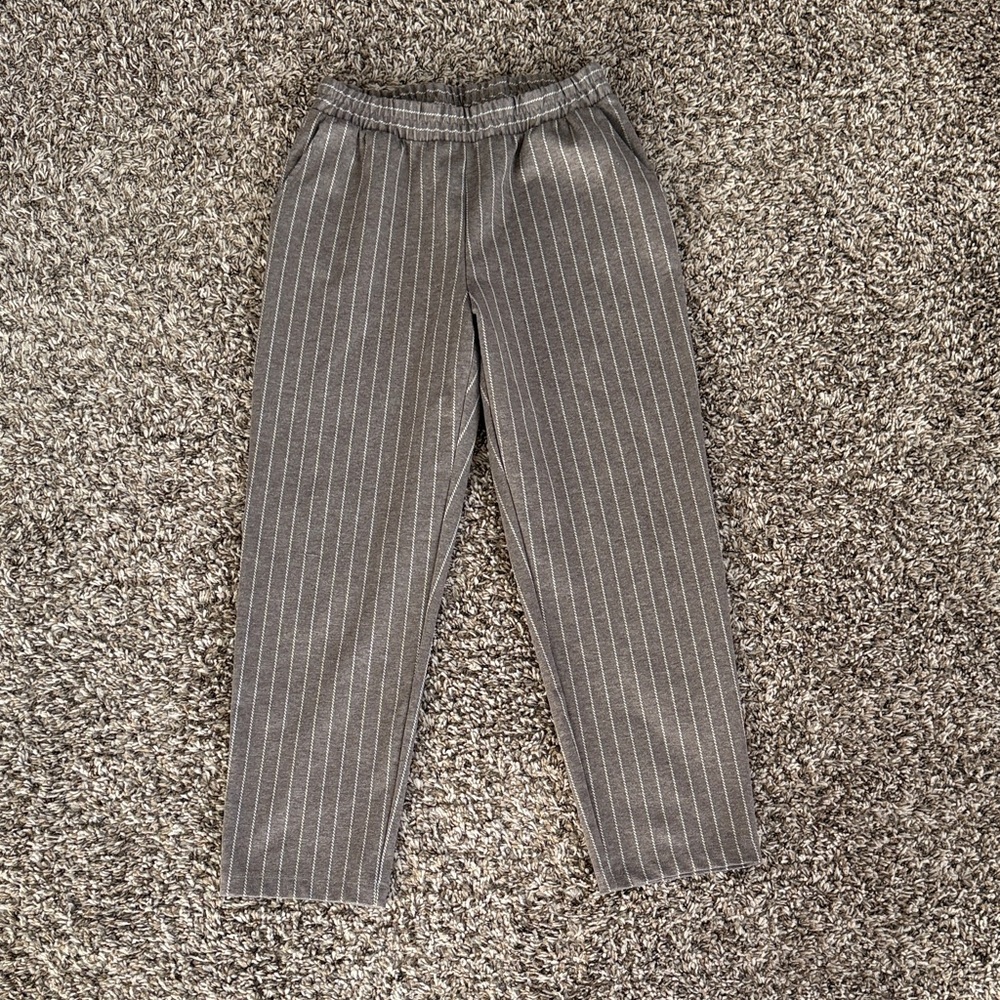 Taupe Pinstripe Pants